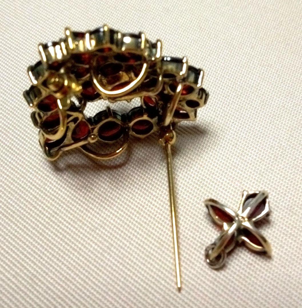 碌山 ラフィネ ガーネット ハート ブローチ ・ ペンダントトップ 2way