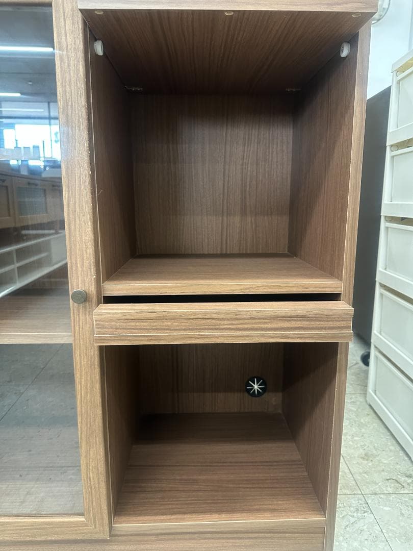 ニトリ　フラップ扉本棚　キャビネット　ビブリオGD80 MBR　ブラウン