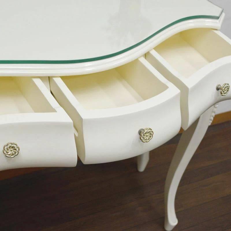 マホガニー コンソール デスク 棚 PCデスク 机 ホワイト サイドボード 飾棚