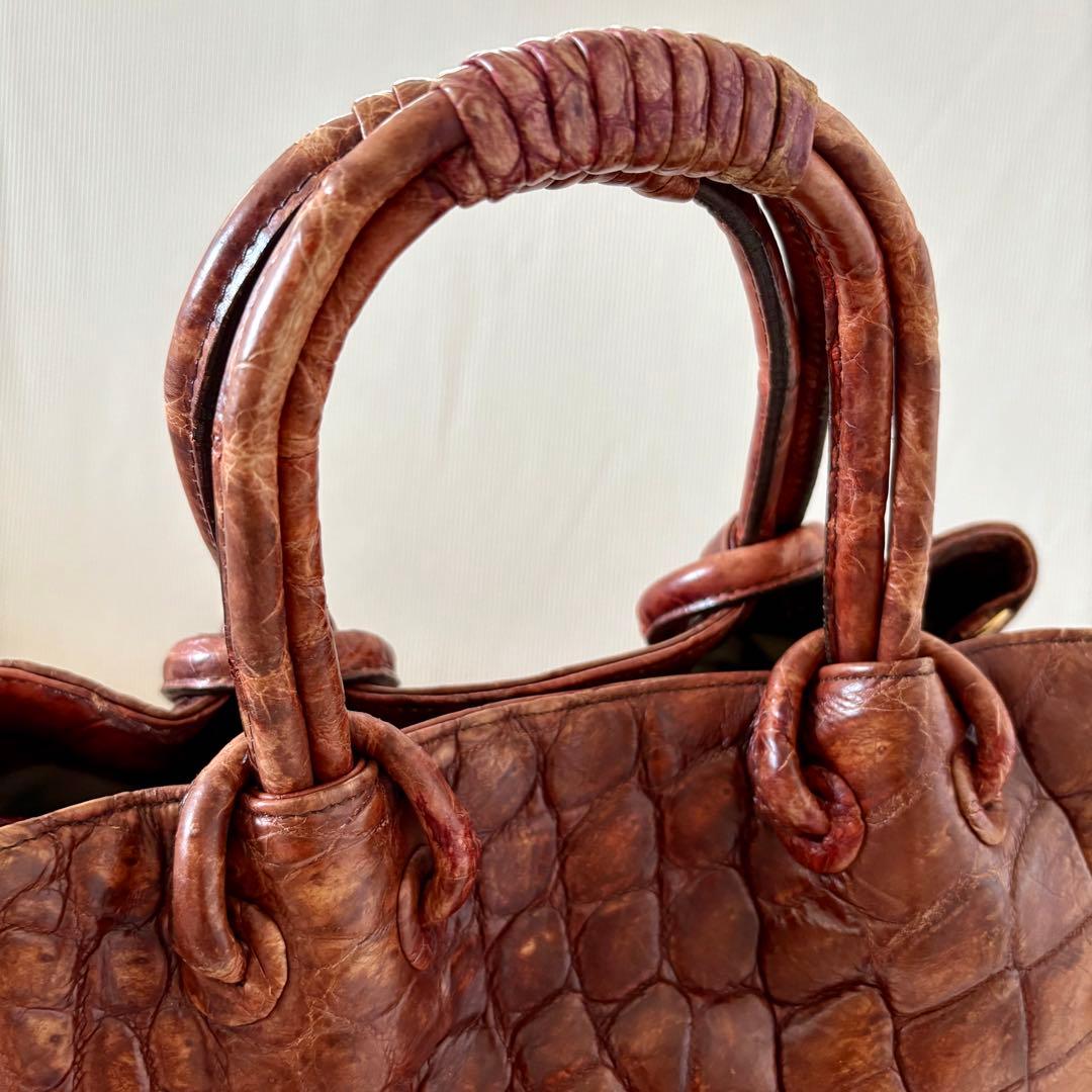 【美品】JRA認定 クロコダイル レザー 2WAY ハンドバッグ 本革 高級感