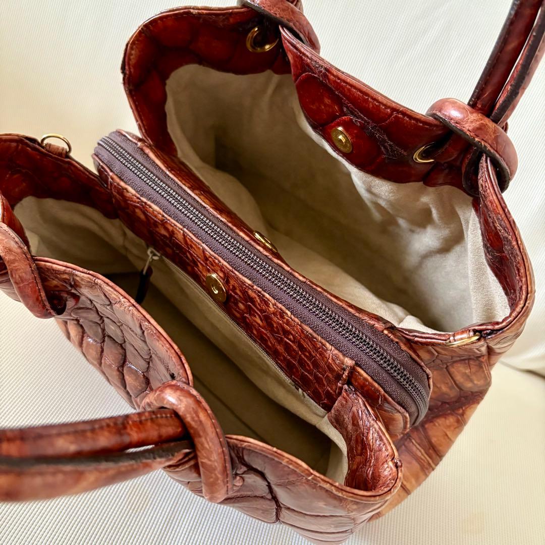 【美品】JRA認定 クロコダイル レザー 2WAY ハンドバッグ 本革 高級感