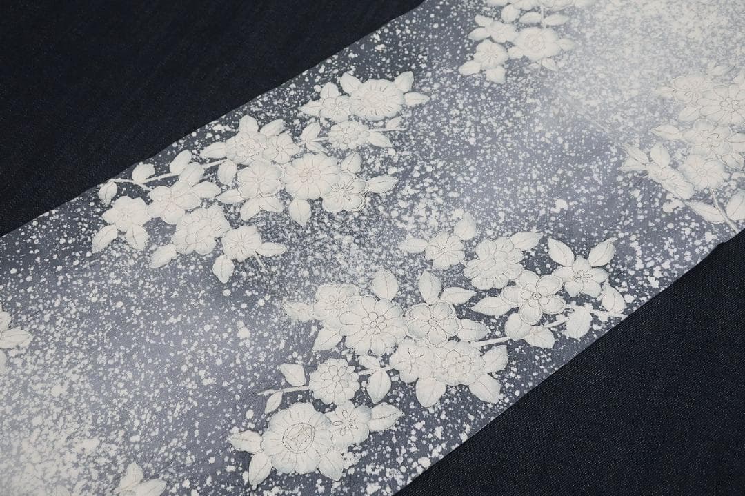 ★専用★未使用品 袋帯 藍鉄色濃淡 絞り紬地 4m36cm 六通 フォーマル正絹