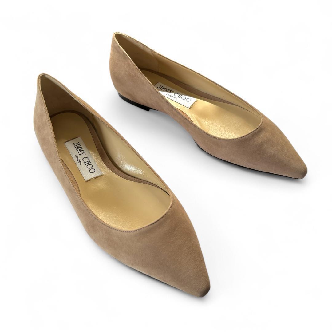極美品 ジミーチュウ ROMY FLAT ベージュ 36.5 約23.5cm
