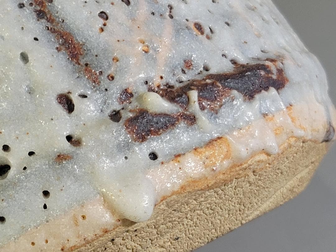 茶道具 鼠志野 水指 塗替蓋 共箱 DT475