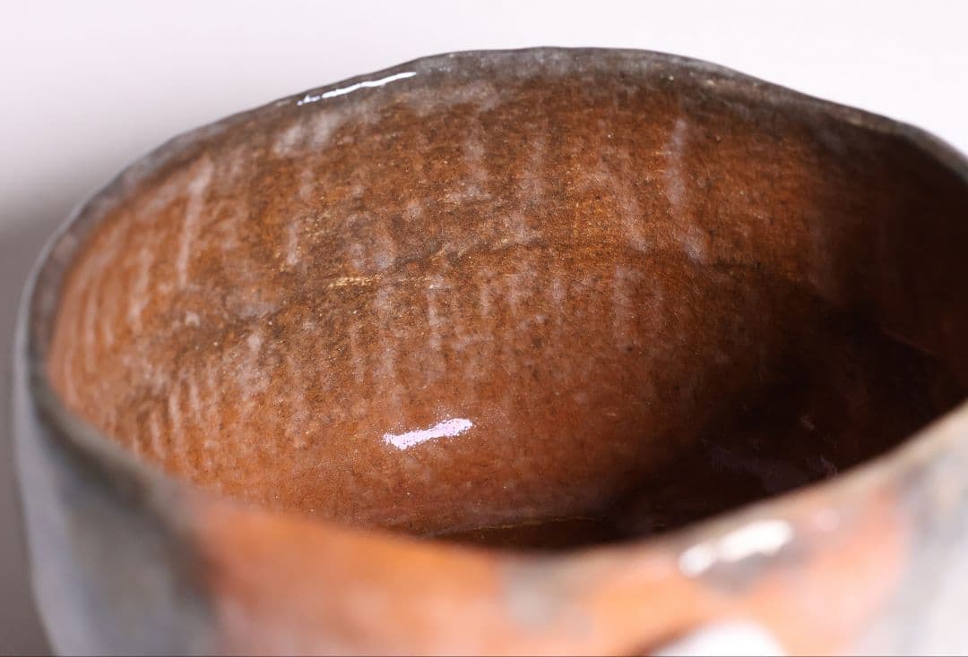 茶道具 二代 小川長楽 赤茶碗 共箱 共布 陶芸 陶器【MA914】