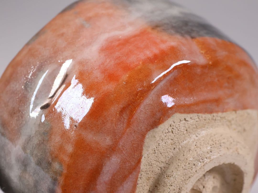 茶道具 二代 小川長楽 赤茶碗 共箱 共布 陶芸 陶器【MA914】