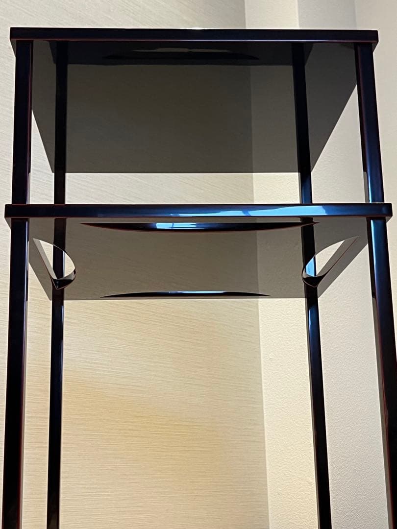 輪島塗 糸巻透し二重棚 共箱 炉・風炉用 茶道具