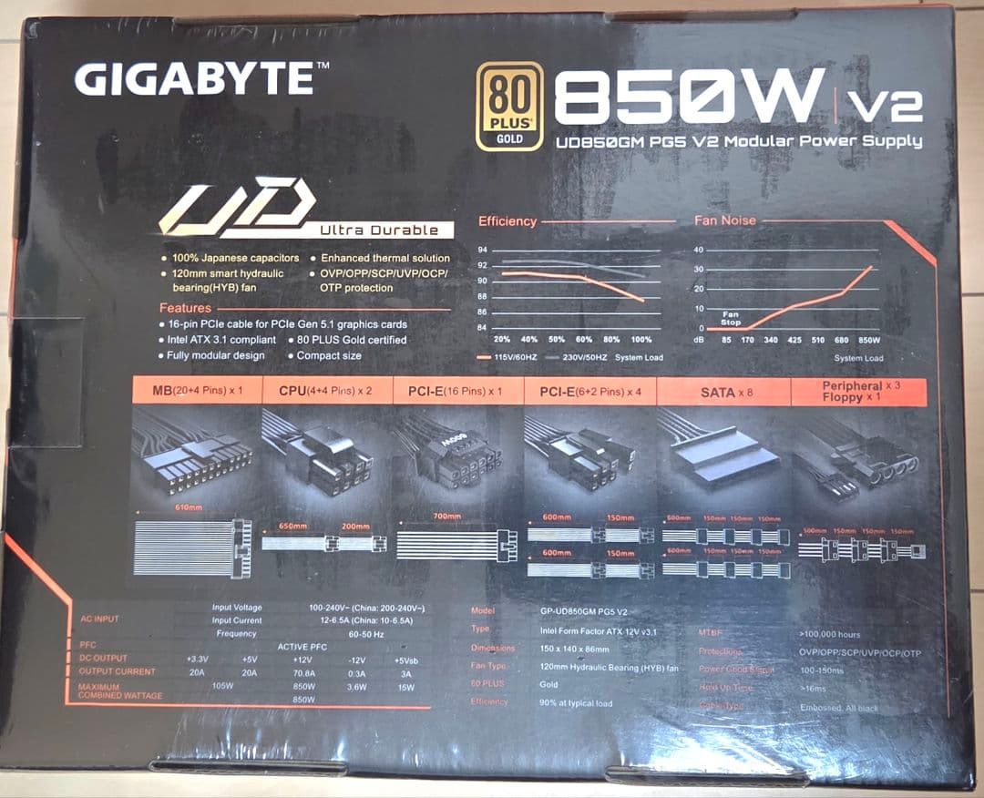 電源ユニット GIGABYTE UD850GM PG5 V2 850W