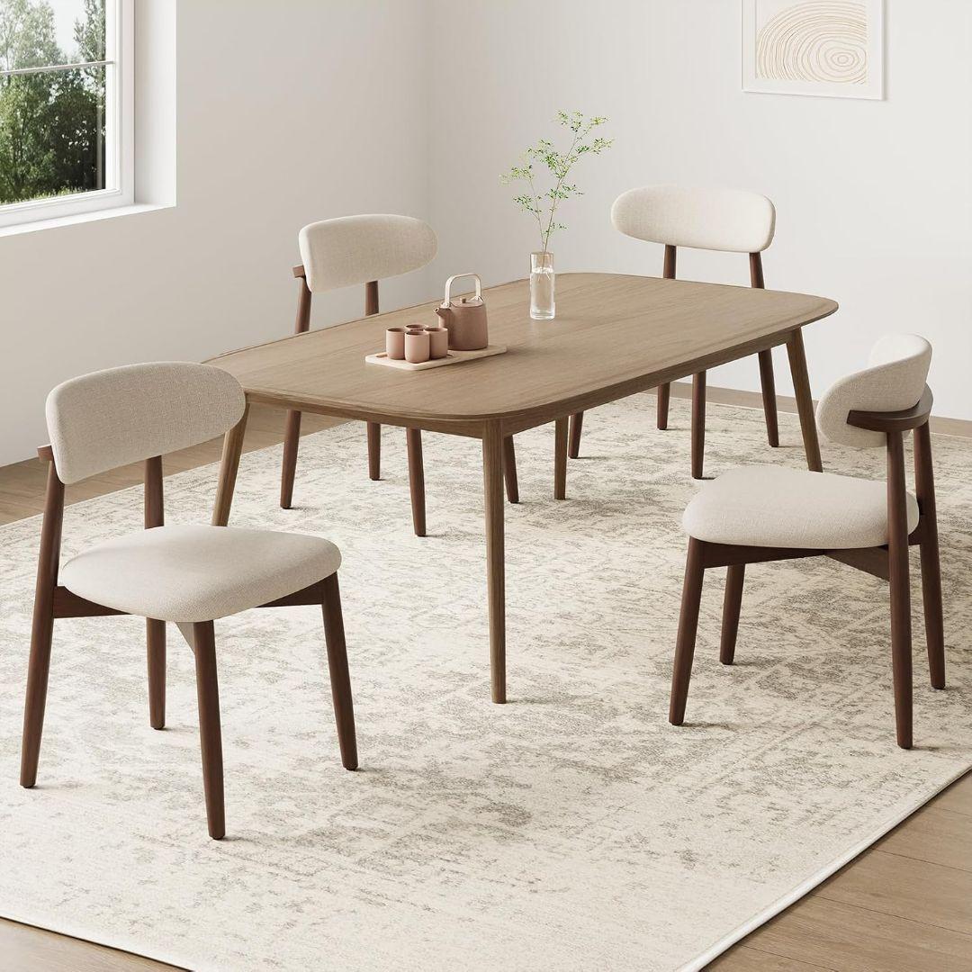 【訳あり新品】ダイニングチェア 2脚セット ナチュラル木目 × 快適ファブリック