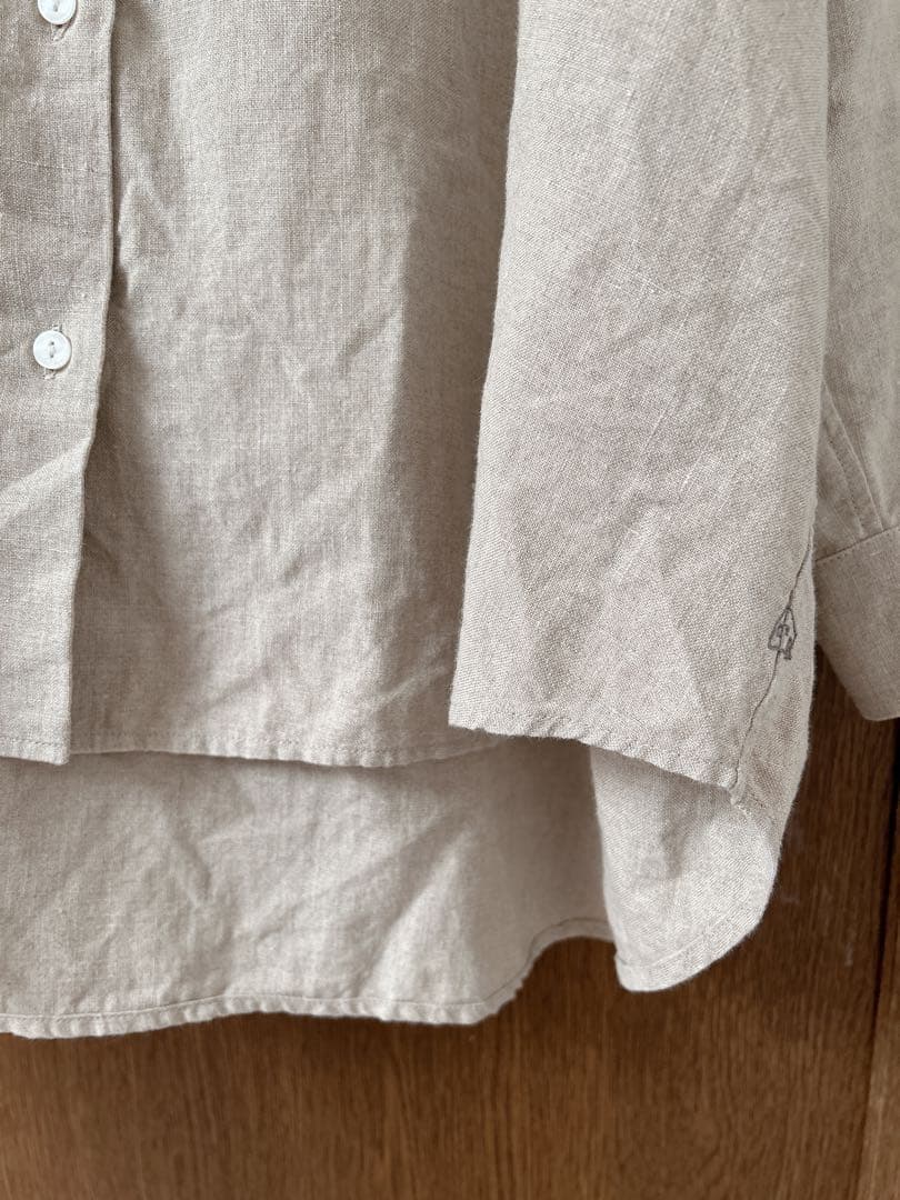 HUIS 8分袖オールドレピアリネンワイドブラウス きなり レディス U108