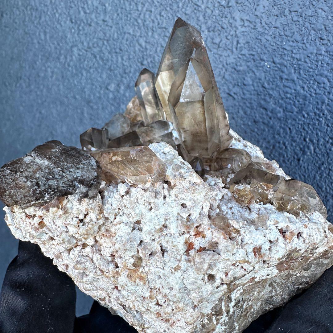 【金運☆魔除】高透明度☆高品質スモーキークォーツクラスター天然石 原石A1450