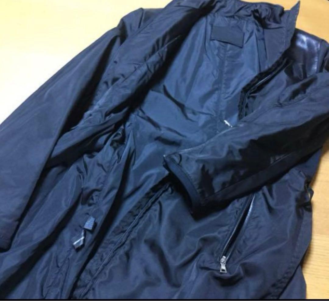 PRADA レザー&ナイロン ライダース ハーフジャケット 黒 40