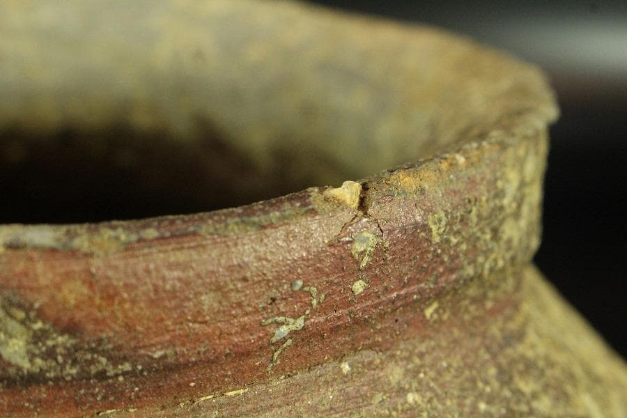 古備前 壷 時代物 窯印 自然釉 φ19.5cm(K-YC392)