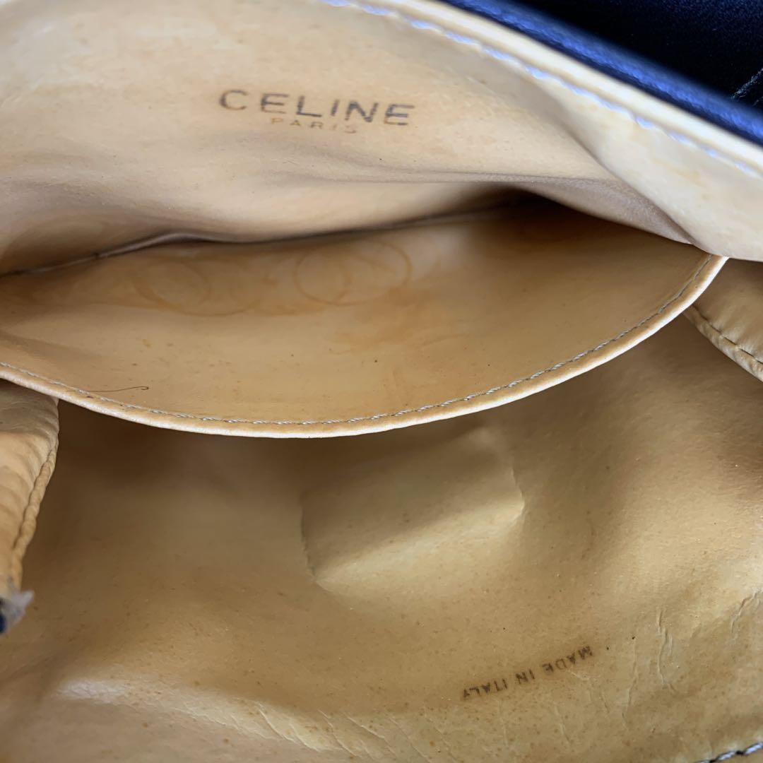 希少　1980年代　オールド　CELINE　レザーショルダーバッグ　ブラック