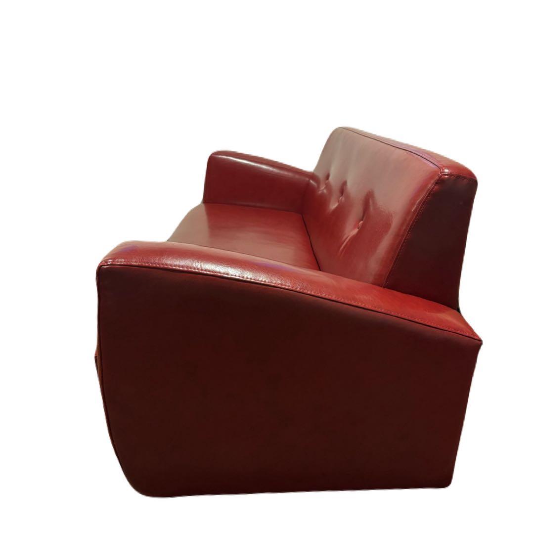 2人掛けソファ　レザー　フェイクレザー　合皮　合成皮革　ボルドー　レッド　ソファ