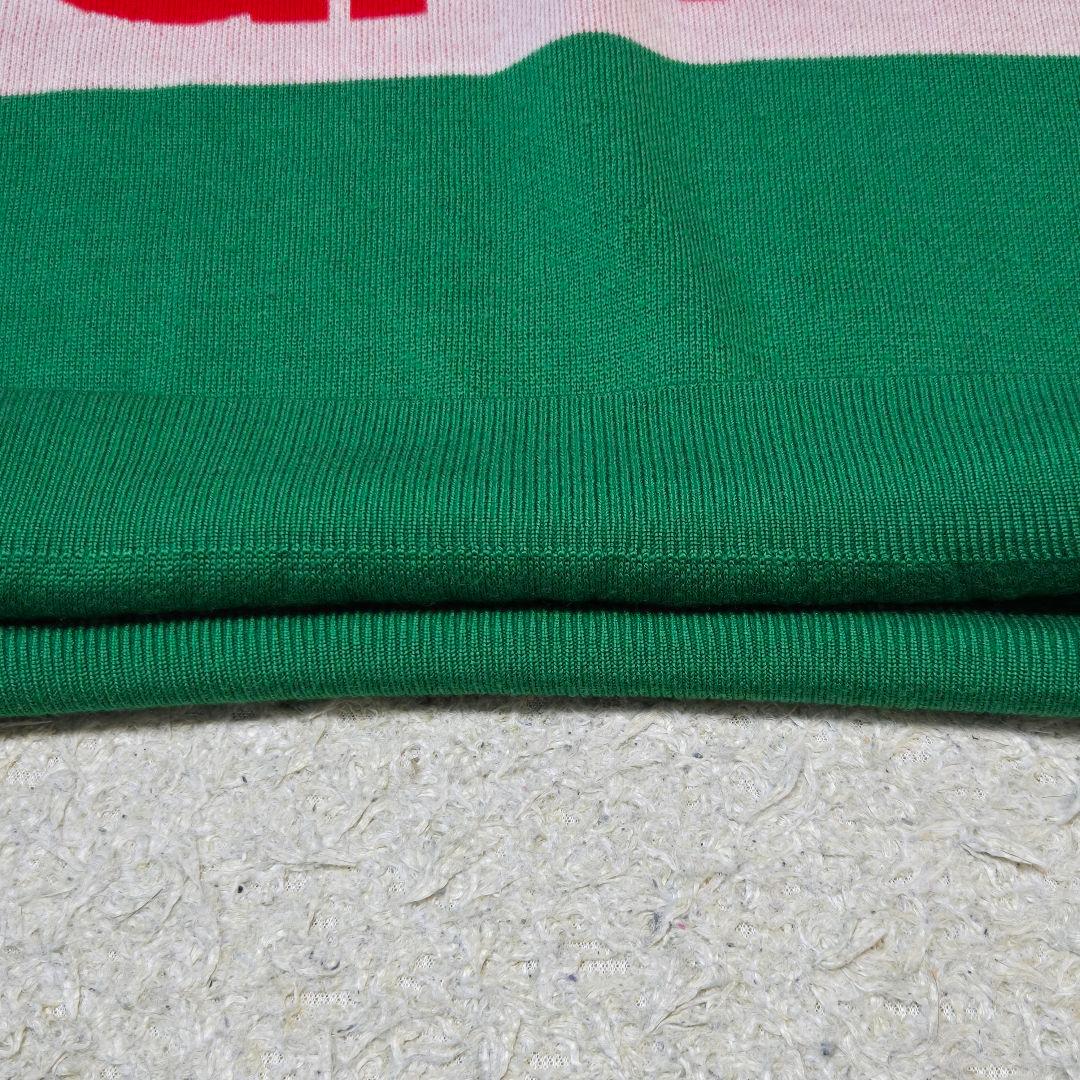 アディダス ニット 長袖 ビッグロゴ デサント社製 グリーン レッド サイズO