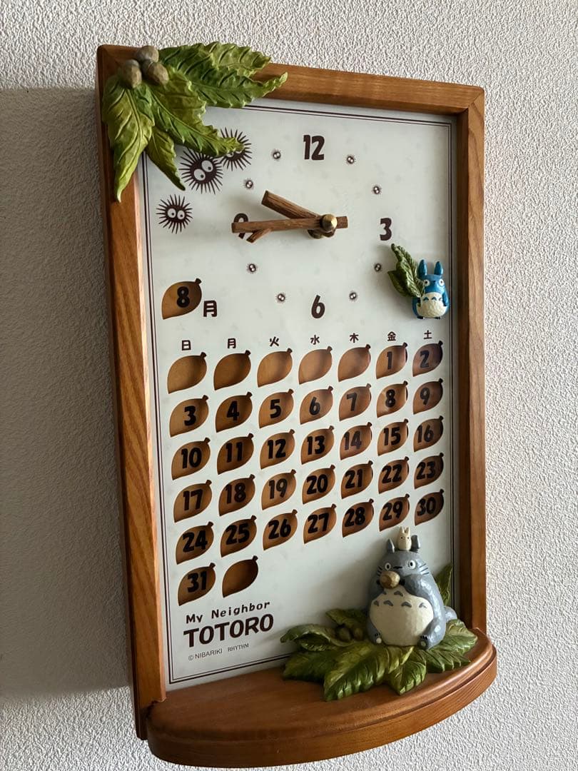 【時計動きます】ジブリ　となりのトトロ　万年カレンダー掛け時計兼置き時計