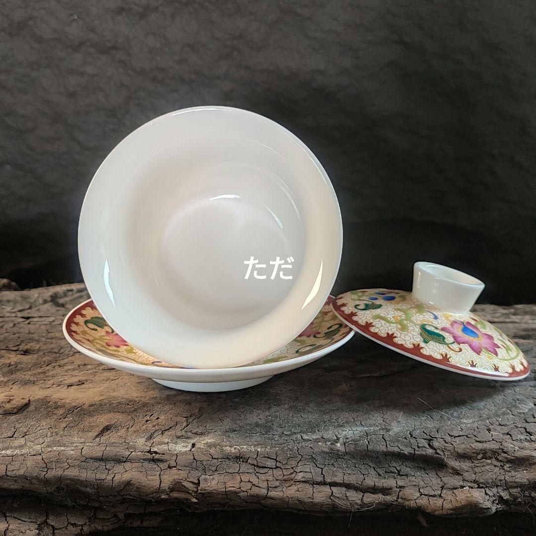 未使用品 鳳紋竜紋三才蓋碗 中国茶器 景徳鎮　蓋付き茶器 飲茶食器