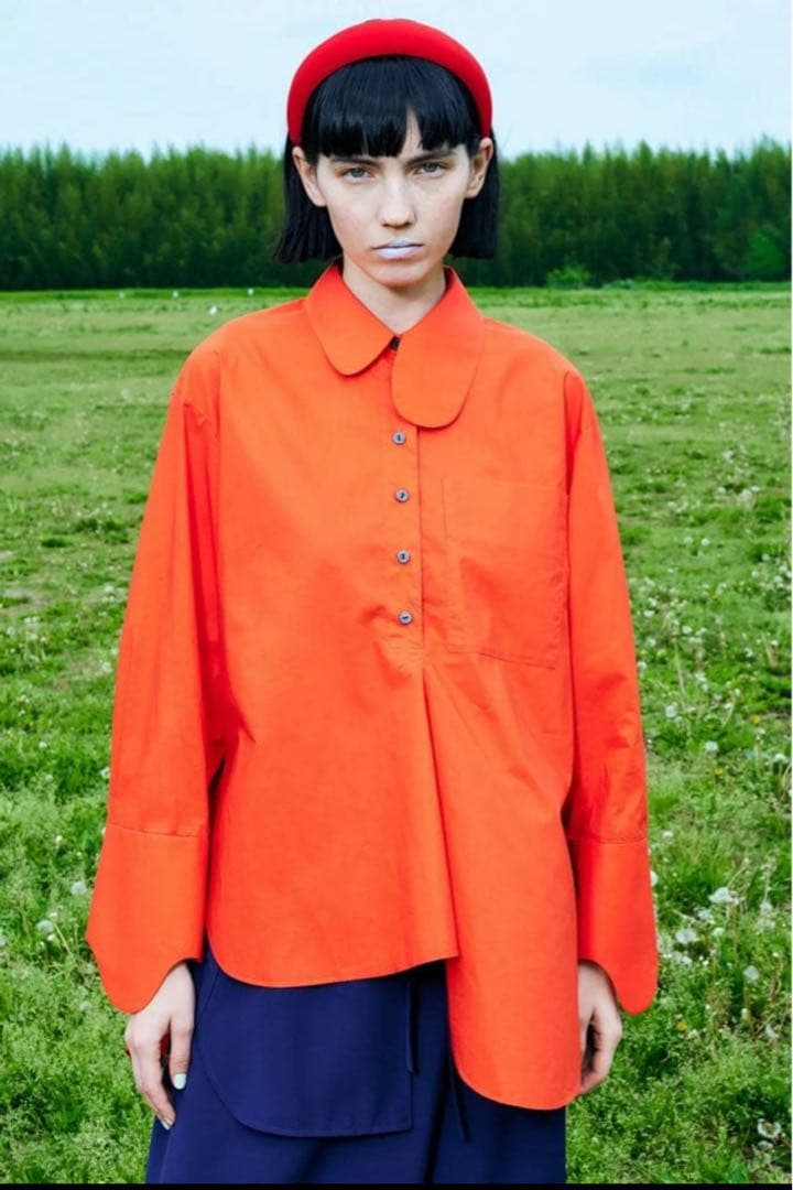 ENFOLDエンフォルドASYMMETRY-ROUND SHIRT ホワイト