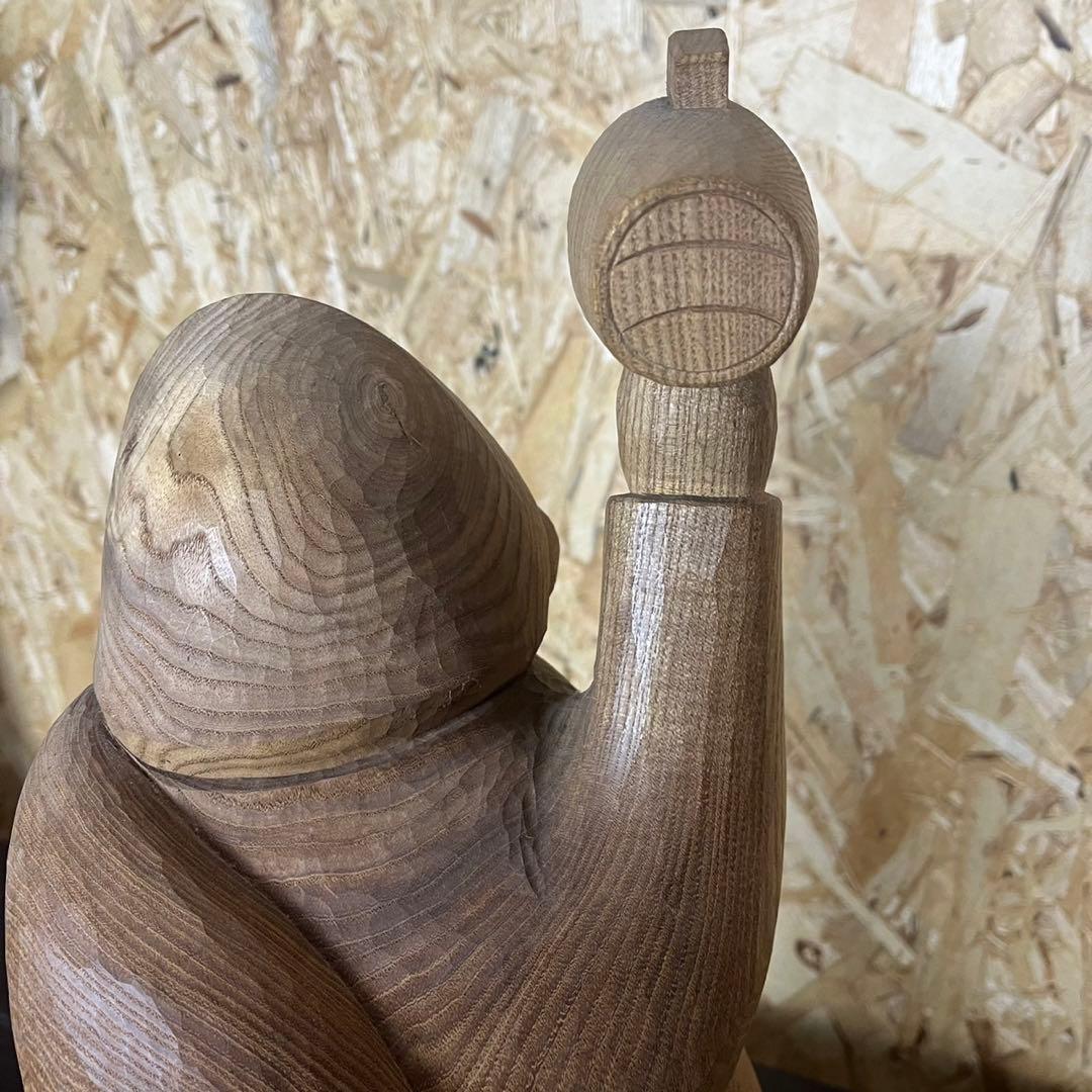 大黒天 木彫り 置物　一刀彫　アンティーク　ヴィンテージ　レトロ　縁起物　大黒様