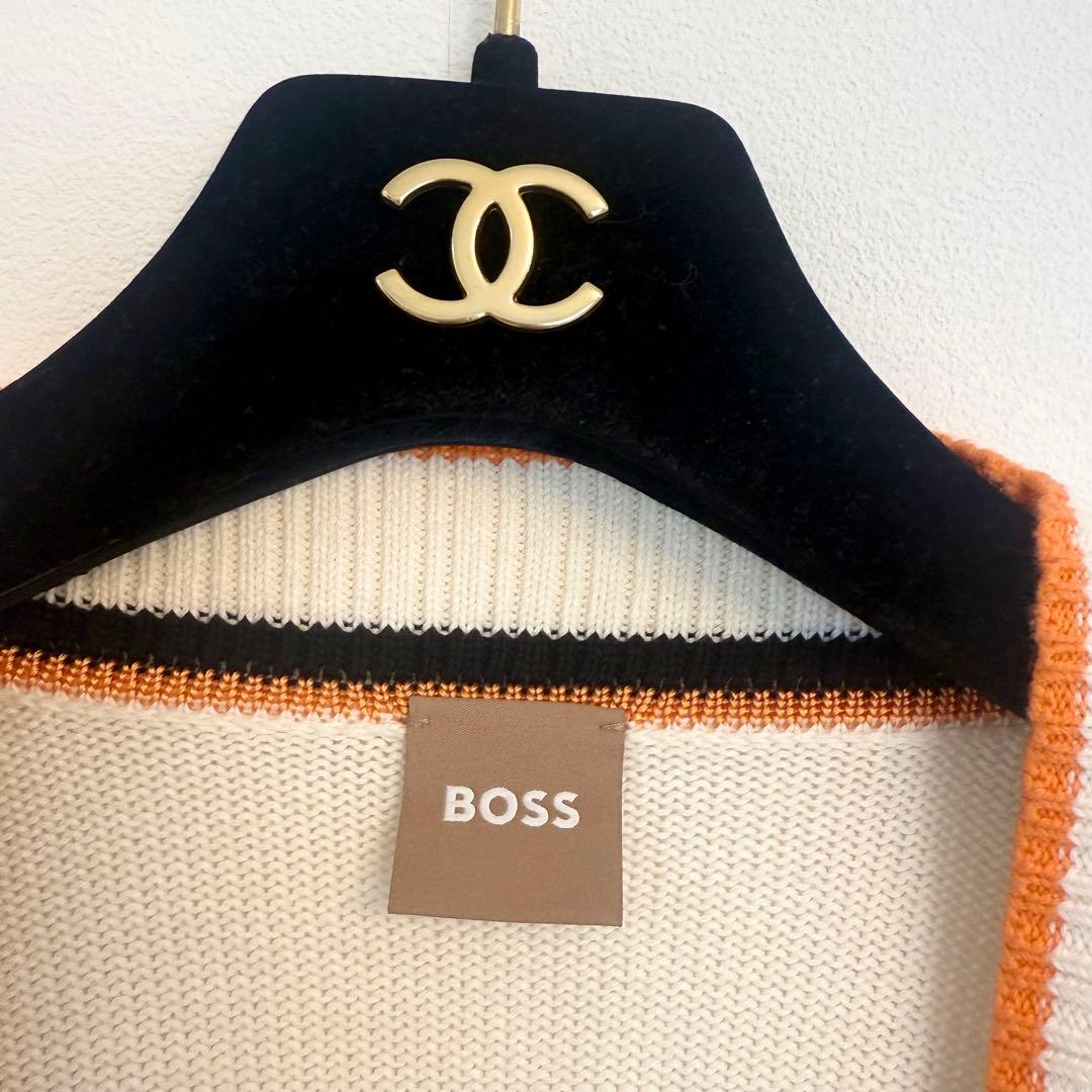 HUGOBOSSリアロゴ＆ライン オーガニックコットン カーディガン テニス刺繍