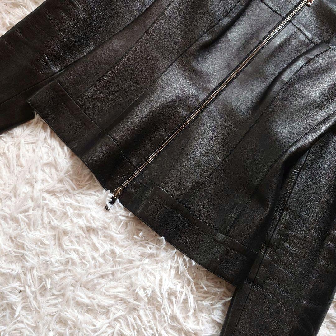 GUCCI　グッチ　牛革　レザージャケット　シングル　ライダース　ファスナーロゴ