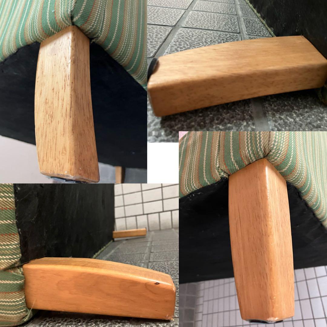 karimoku カリモク マルチカラーストライプ2人掛けソファ　グリーン　希少