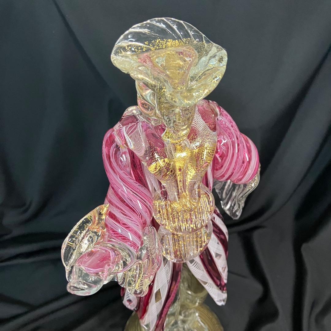 【匿名配送/希少】ベネチアングラス/ムラーノ/金彩/大型フィギュリン/工芸品