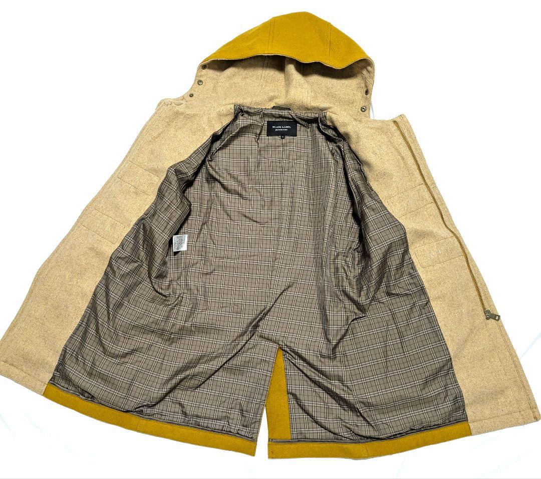 バーバリーブラックレーベル ダッフルコート ノバチェック マスタード M
