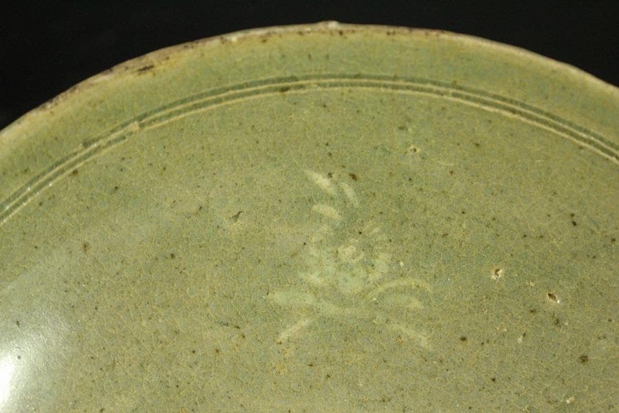 高麗青磁 花象嵌 碗 李朝(ZE529)