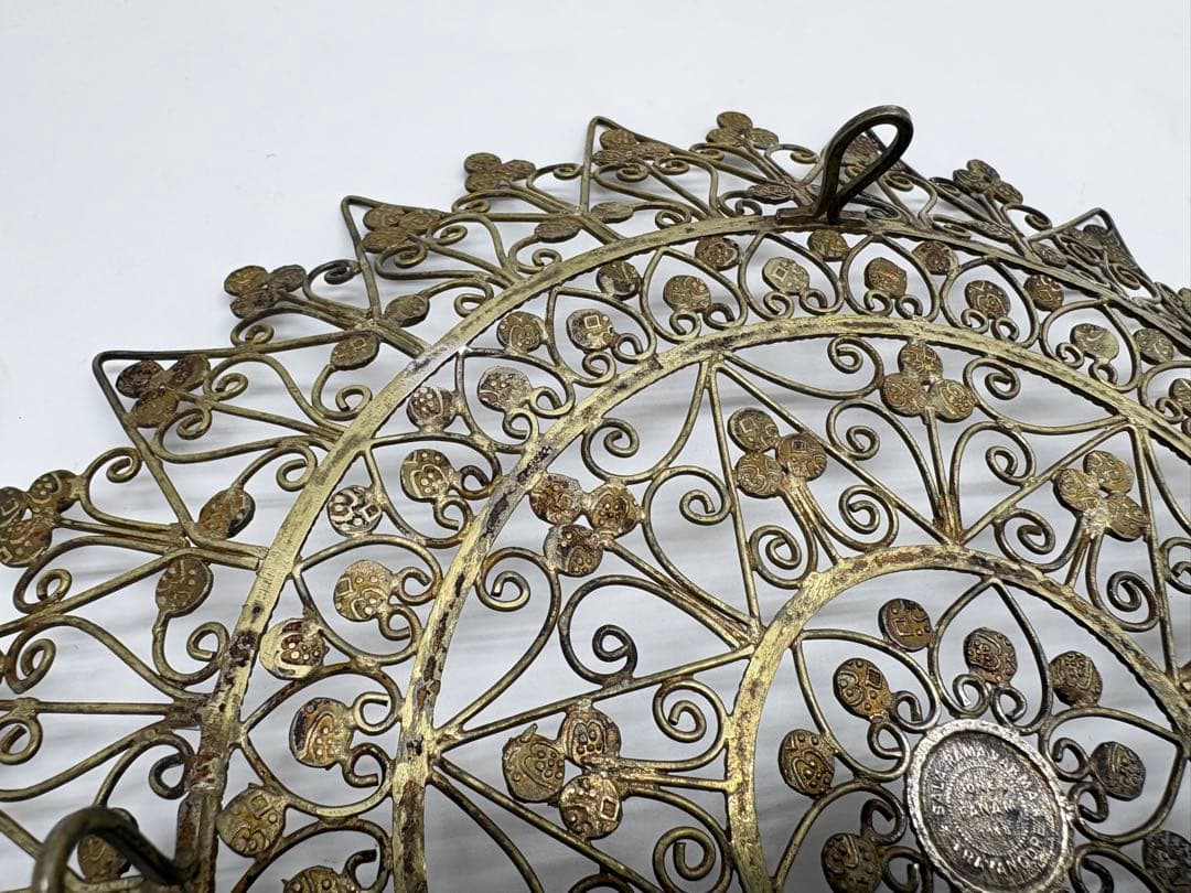 インド ファナム トラヴァンコール  フィリグリー 銀製 脚付き皿