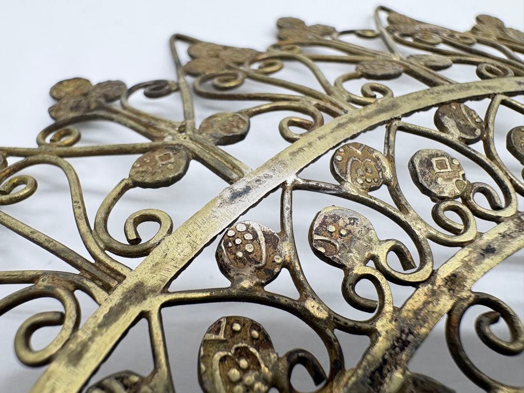 インド ファナム トラヴァンコール  フィリグリー 銀製 脚付き皿