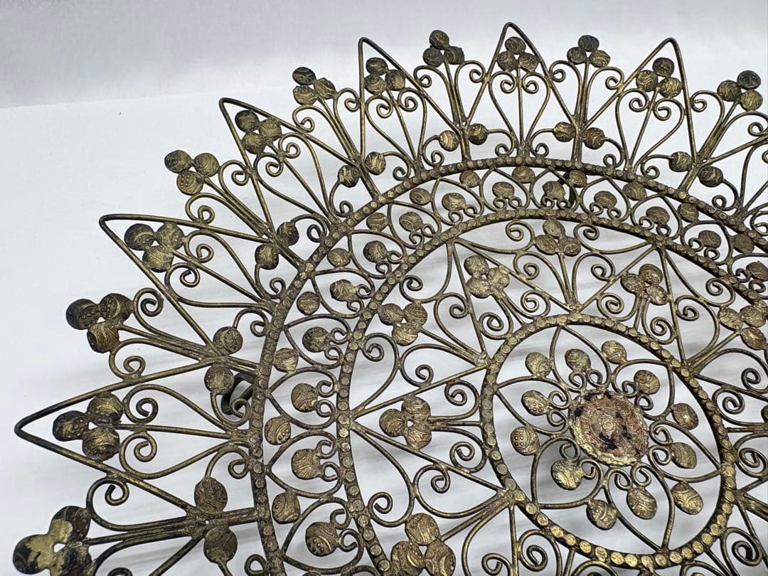 インド ファナム トラヴァンコール  フィリグリー 銀製 脚付き皿