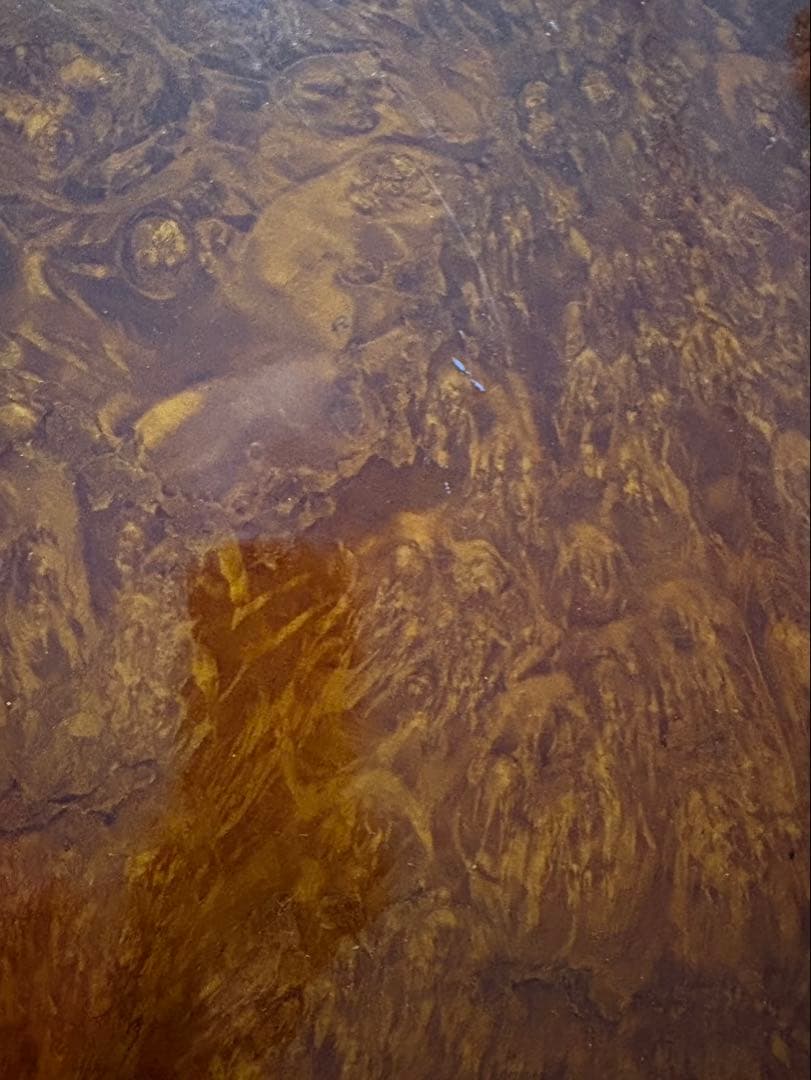 瘤付き　かりんの一枚板座卓 茶色