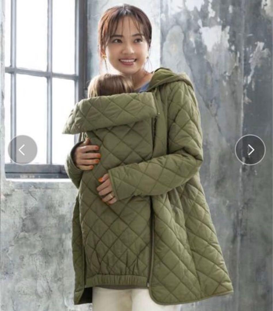 スウィートマミー キルティング ママコート 抱っこ おんぶ カーキ L