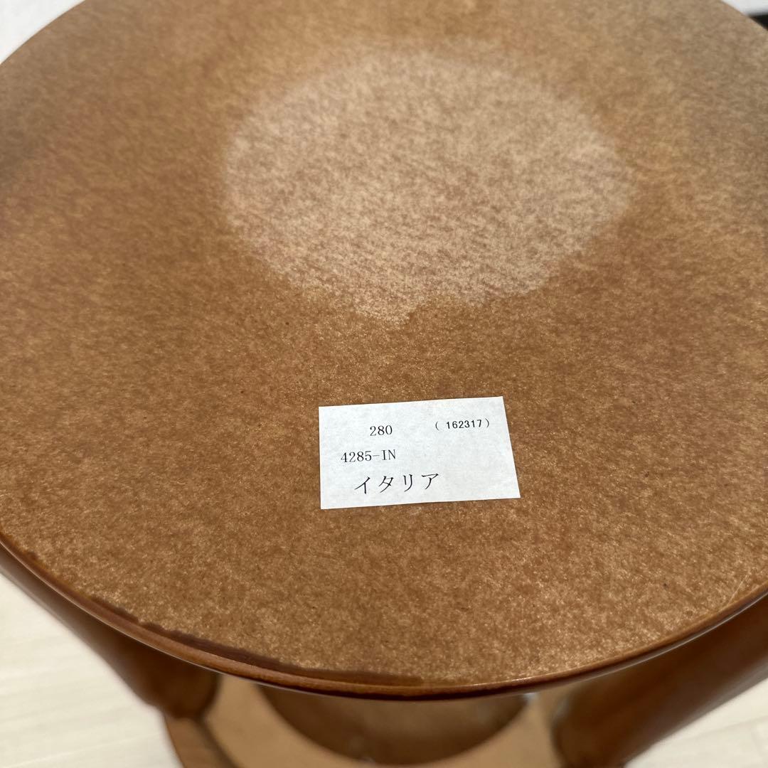 イタリア製 象嵌細工 サイドテーブル ラウンド型 アンティーク調 猫脚 i4※