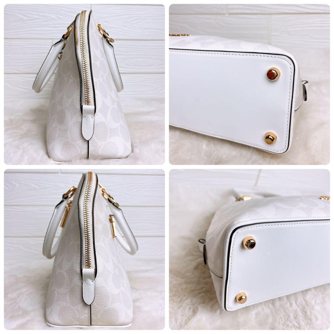 美品☆COACHコーチ 2wayショルダーバッグ ホワイト レザーゴールド金具.