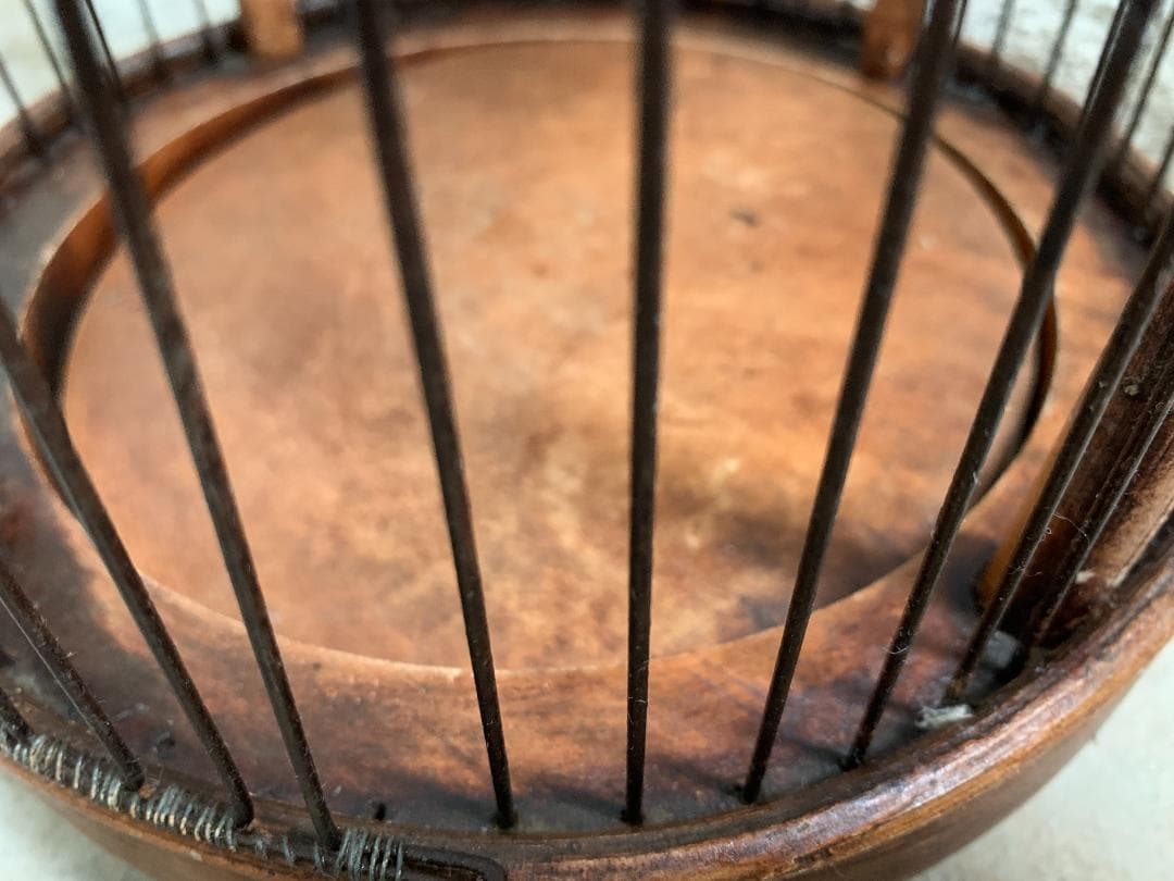 フランス アンティーク　バードケージ 鳥かご 木製 アイアンワイヤー ビンテージ