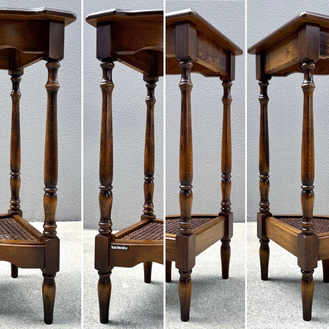 カリモク コロニアル コーナーラック アンティーク ビンテージ ラック ろくろ脚