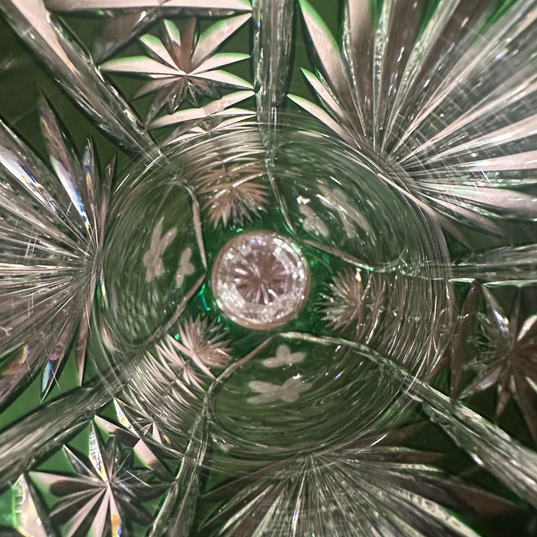 POLONIA ポロニア 緑色 クリスタルガラス フラワーベース 花瓶