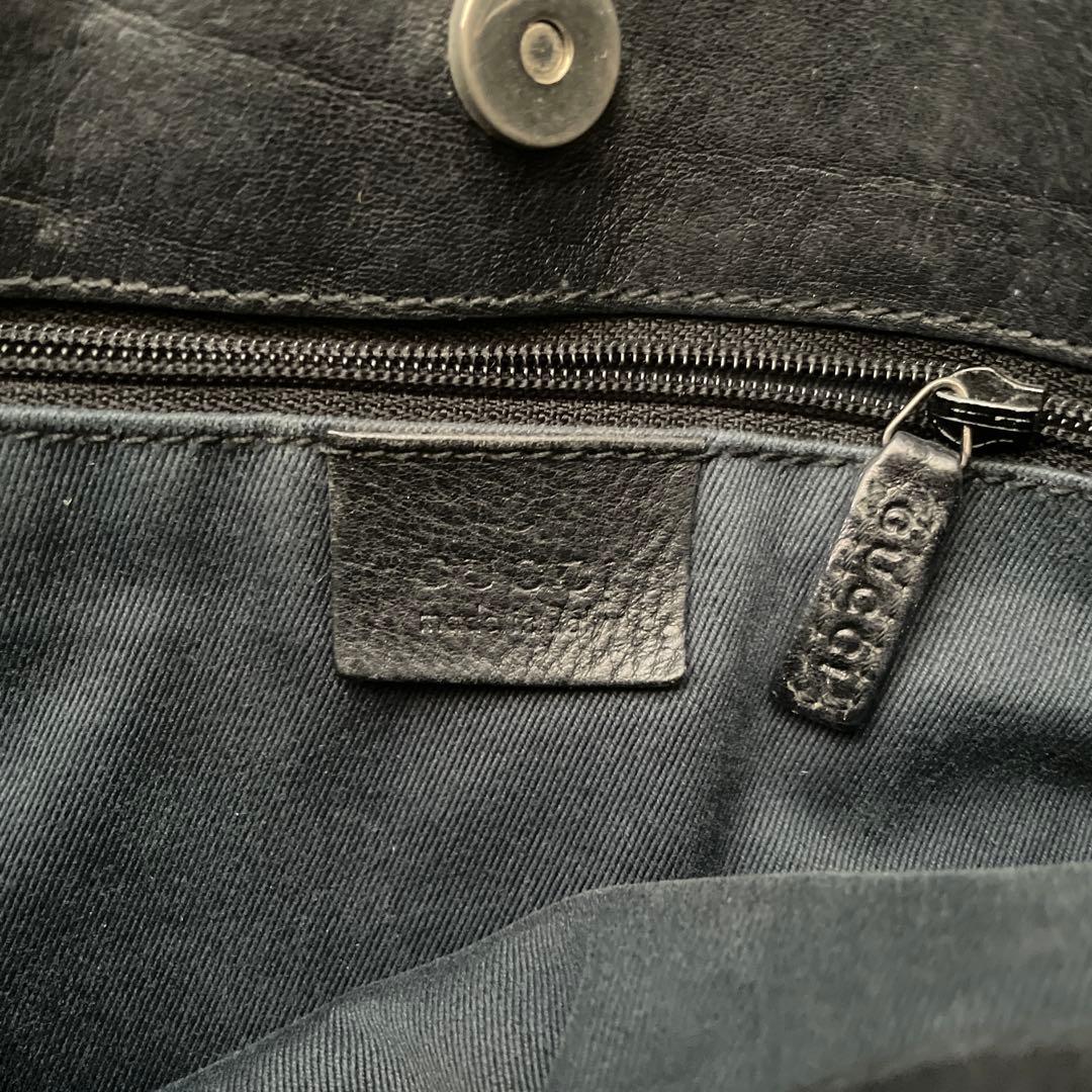 グッチ GUCCI キャンバス レザー ワンショルダーバッグ GGキャンバス 黒