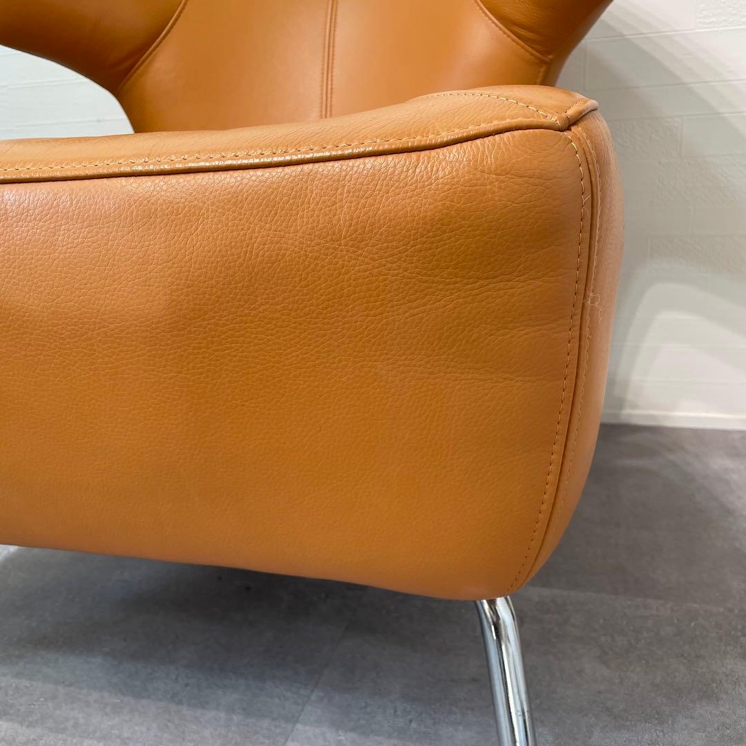 送料込　IDC OTSUKA ドミシール 総革張　アームチェア レザー　オレンジ