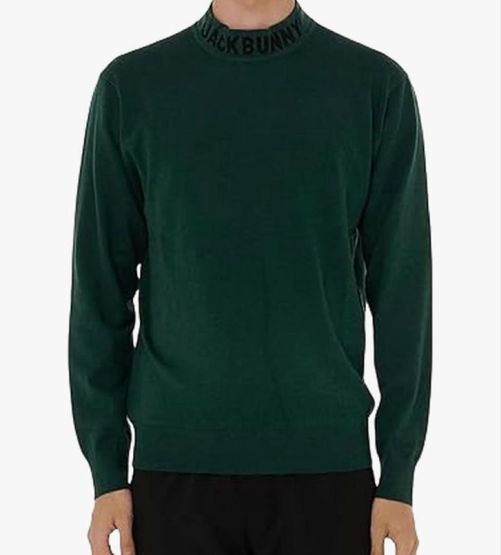 新品 パーリーゲイツ ジャックバニー ロゴハイネックニット(6)サイズLL/緑