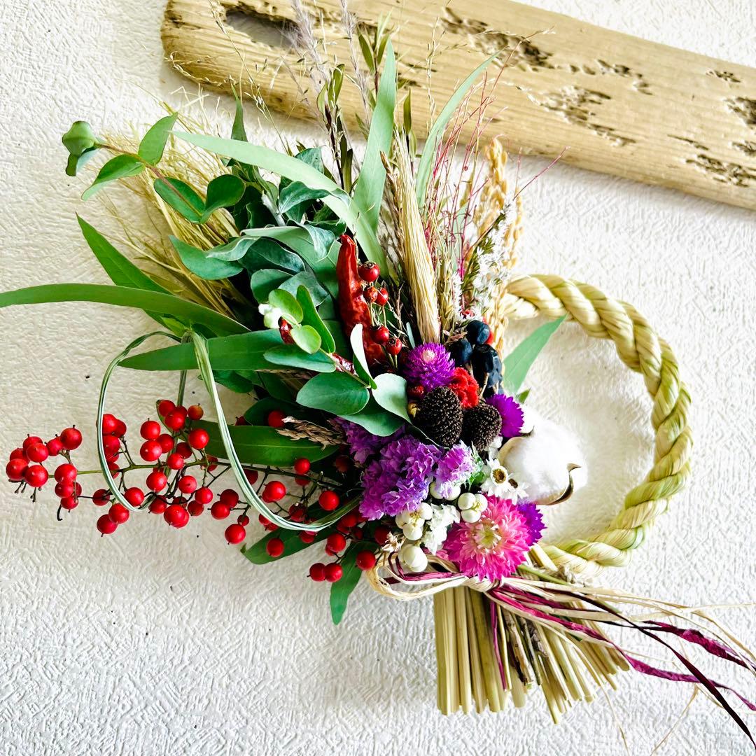 スワッグになるしめ縄2024 しめ縄リース　しめ縄スワッグ　しめ縄ブーケ