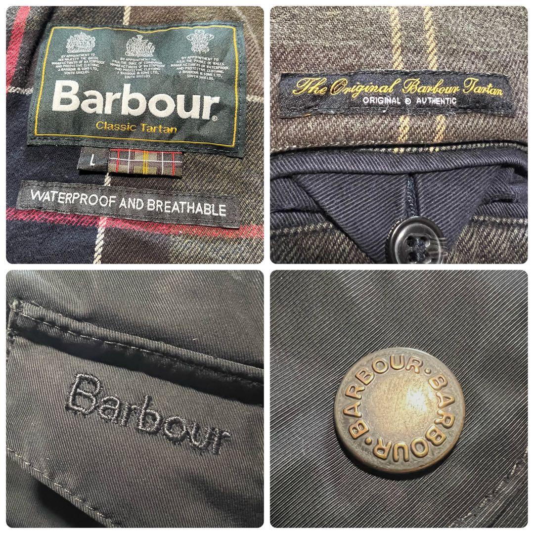 たろう Barbour 防水シェル中綿ジャケット黒クラシックタータン