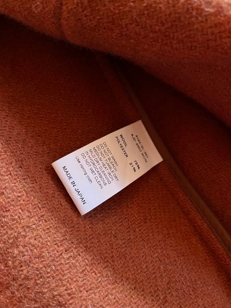 ダントン　DANTON ウール　オレンジ ノーカラージャケット M 36