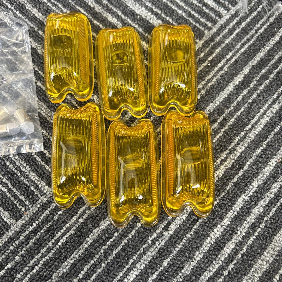 車幅灯　デコトラ　2個セット　黄色ガラス付き　LED球付き