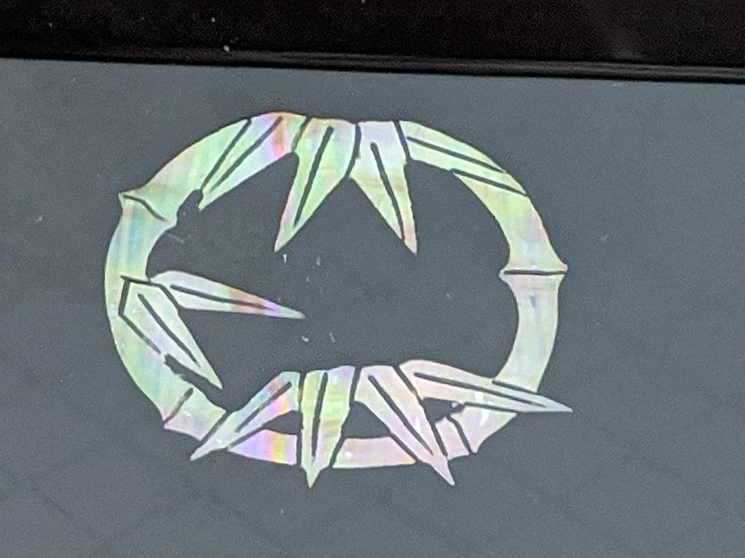 青貝入り 炉縁 宗光作 黒漆器 螺鈿細工(松竹梅) 共箱付き