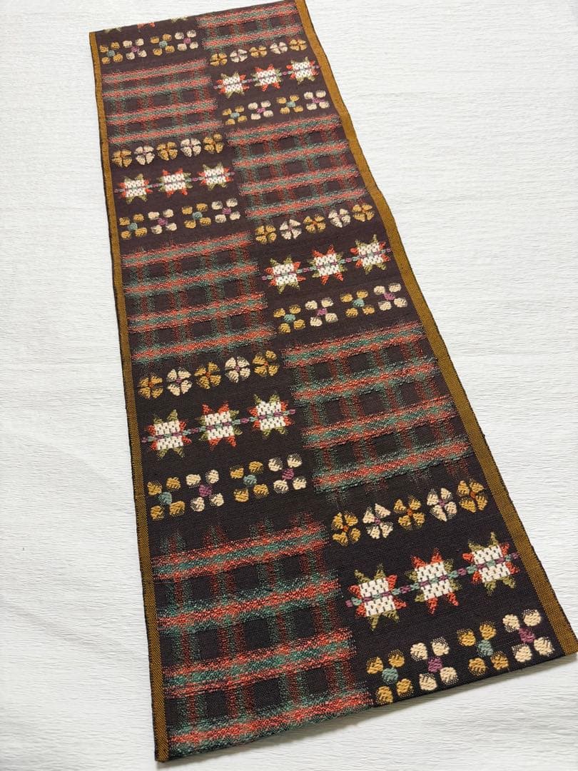 帯屋捨松 謹製 \"スウェーデン裂文\" 名古屋帯 正絹