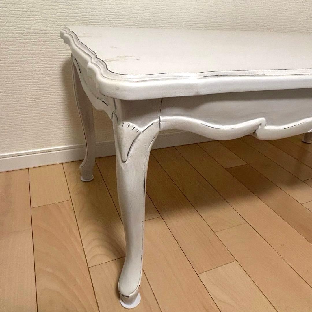 リュバンシュ クラシカル 机 テーブル アンティーク 猫脚 リボン 白 ホワイト